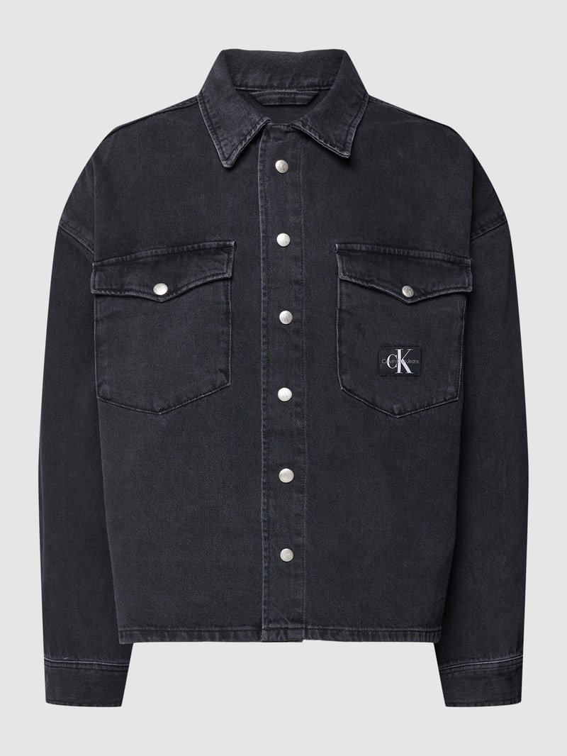 Jeanshemd mit Druckknopfverschluss Modell 'BOXY LOOSE' in black