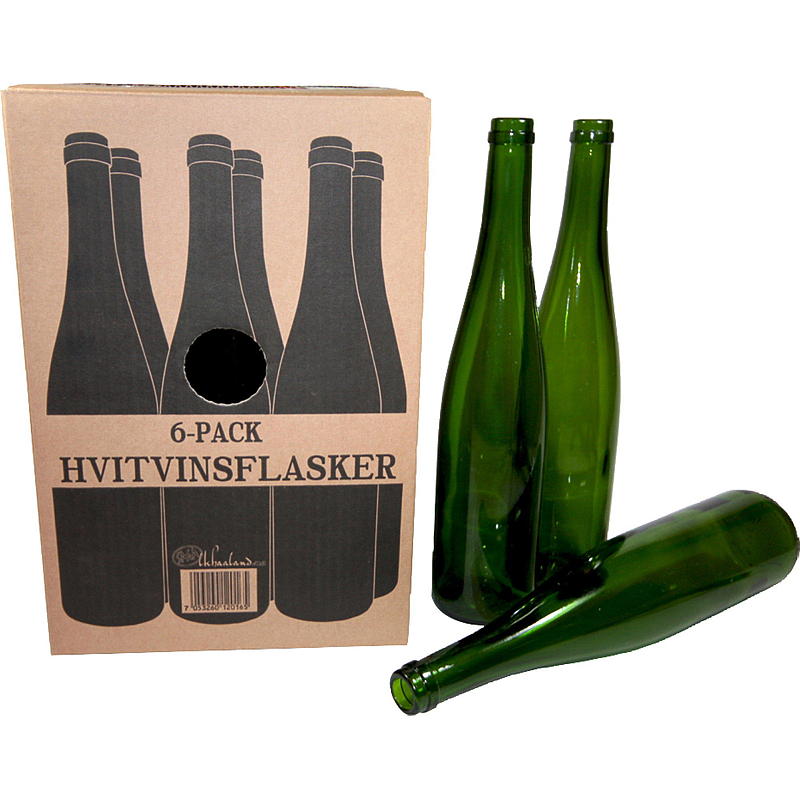 Tomflasker 6-pk 0,75 liter, hvitvin