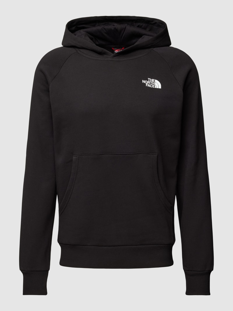 Hoodie mit Label-Print Modell 'RAGLAN' in schwarz
