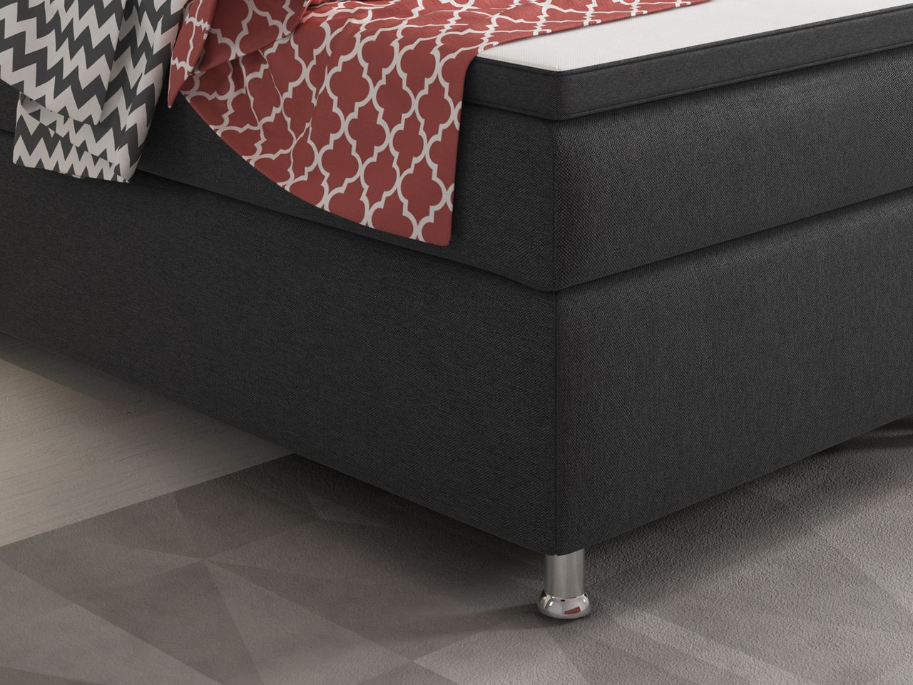IHG Boxspringbett King Size 180x200 cm Webstoff Anthrazit