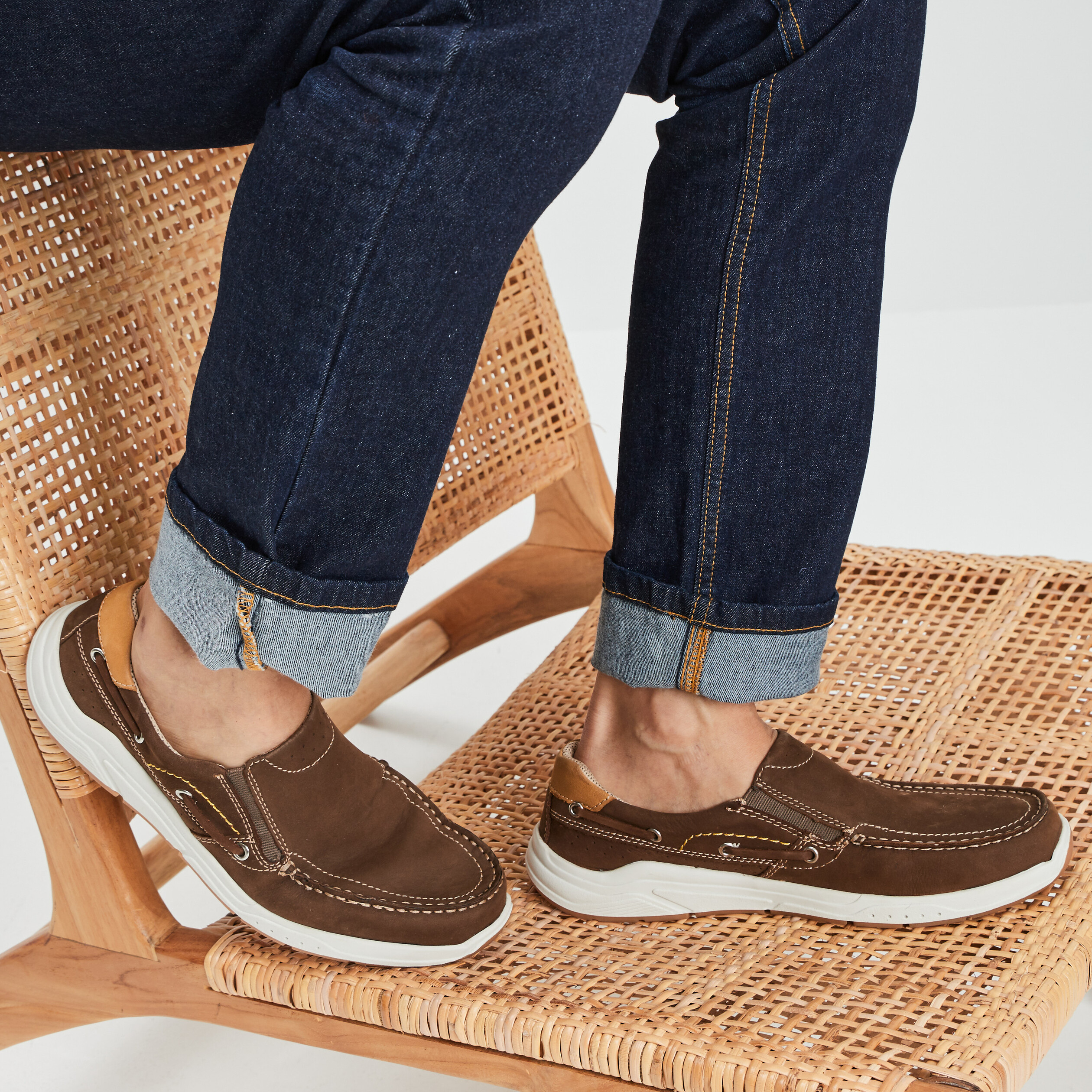 Mocassins en cuir Trappeur marron homme | La Halle