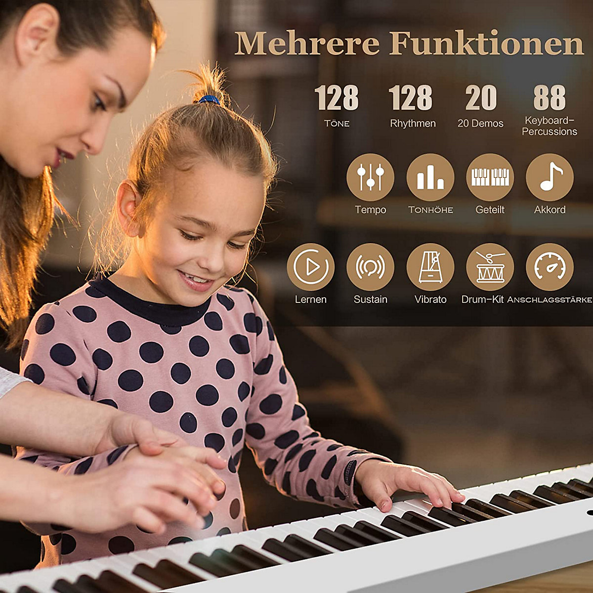 Keyboard 88 Tastatur klappbar mit 2 Stereolautsprechern