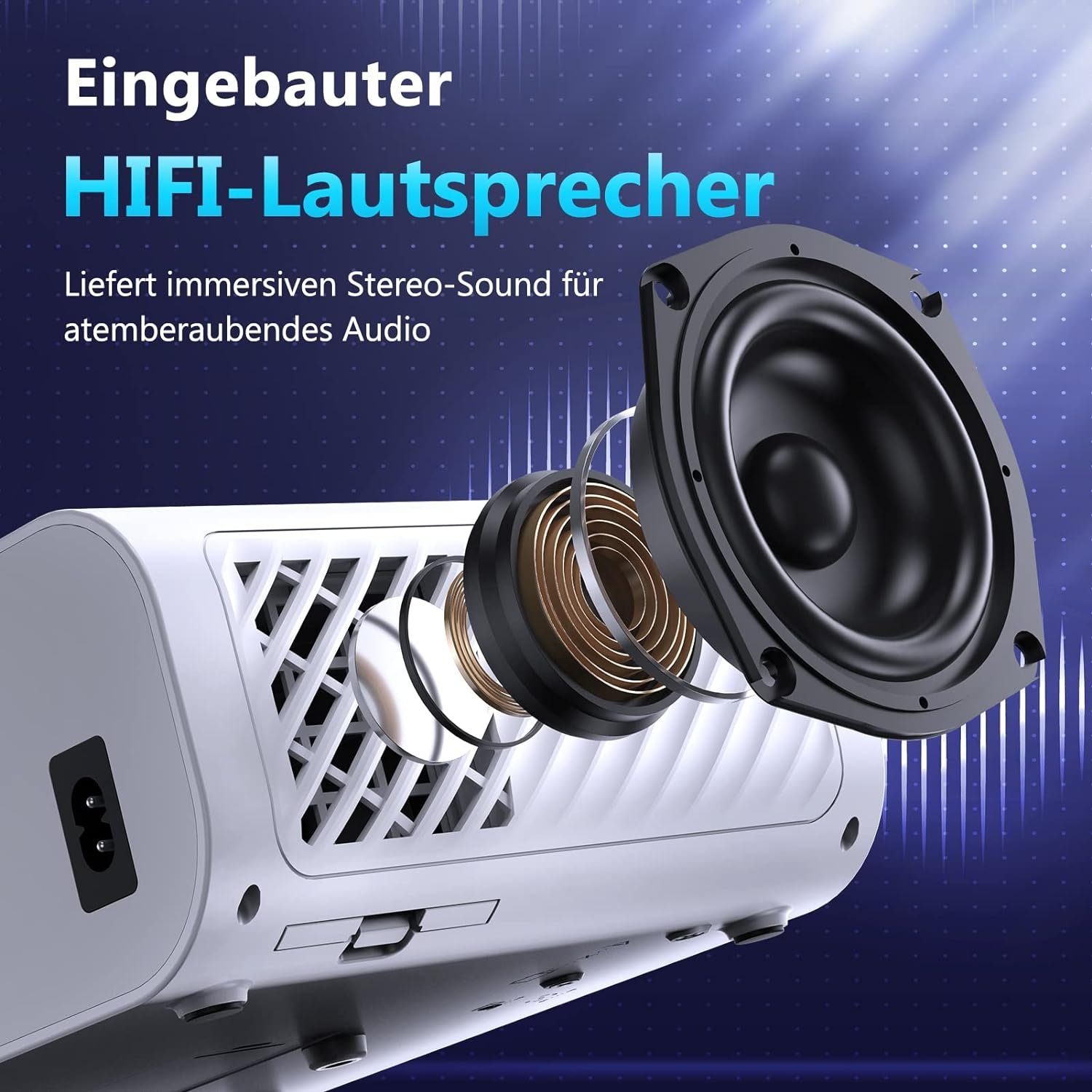 Hojocojo Portabler Projektor (9800 lm, 1080P px, 5G WLAN & Bluetooth 5.1 Full HD S21 Projektor mit 300 Riesenbildschirm)