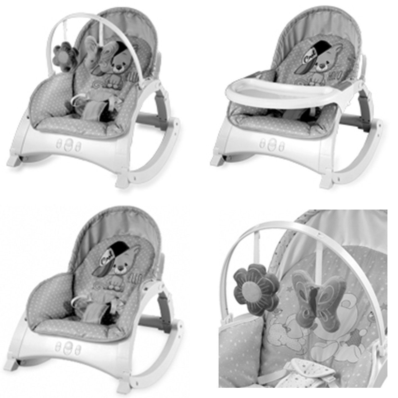 Lorelli Babywippe Baby Rocker, Babywippe ALEX 3 in 1, Tisch Vibrationsfunktion, 4 Melodien