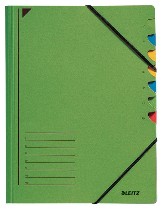 Leitz Ordnungsmappe DIN A4 Grün Karton Mit 7 Fächern 24,5 x 32 cm