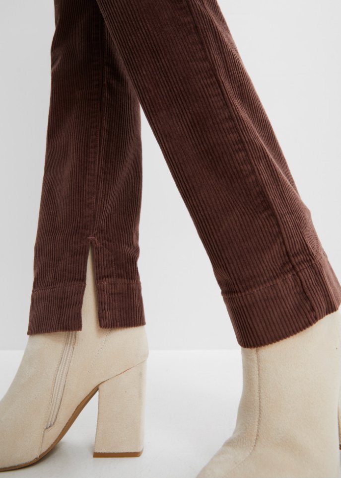 Stretch-Cordhose, Straight mit Schlitz