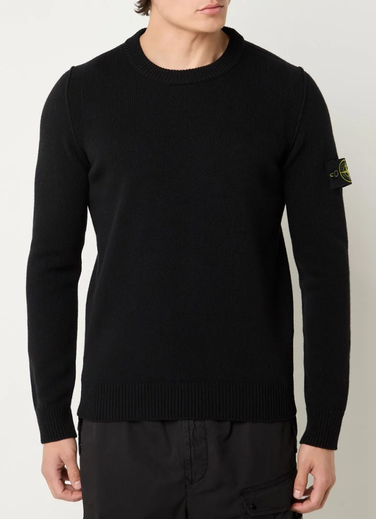 Πουλόβερ με λογότυπο Stone Island 508A3 από λεπτό πλεκτό μαλλί