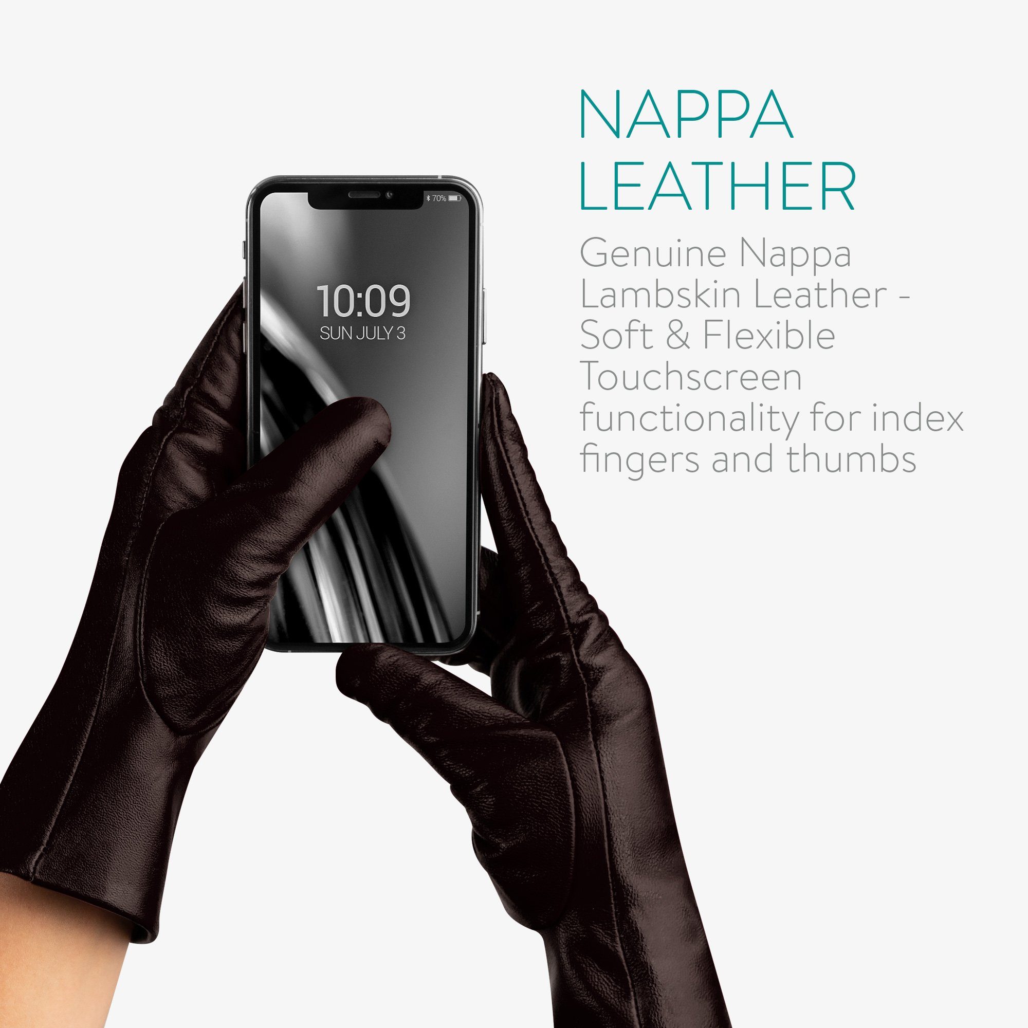 Navaris Lederhandschuhe Damen Nappa Handschuhe Touchscreen - Lammleder Kaschmir Mix Futter