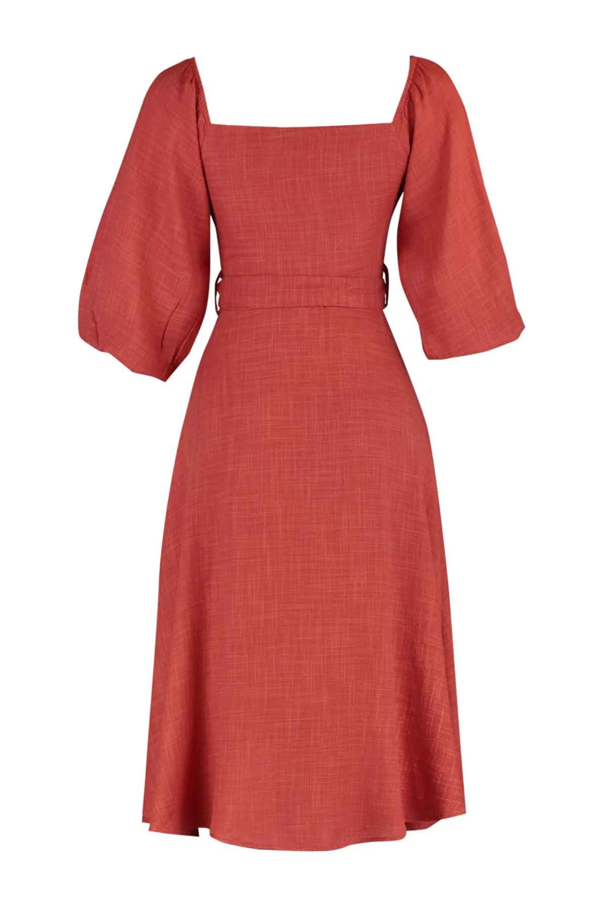 Trendyol Collection  Zimtfarbenes, gewebtes Midikleid mit Gürtel und Knöpfen TWOSS19IE0009