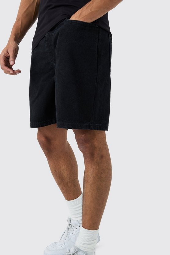 Lockere Jeansshorts in Schwarz