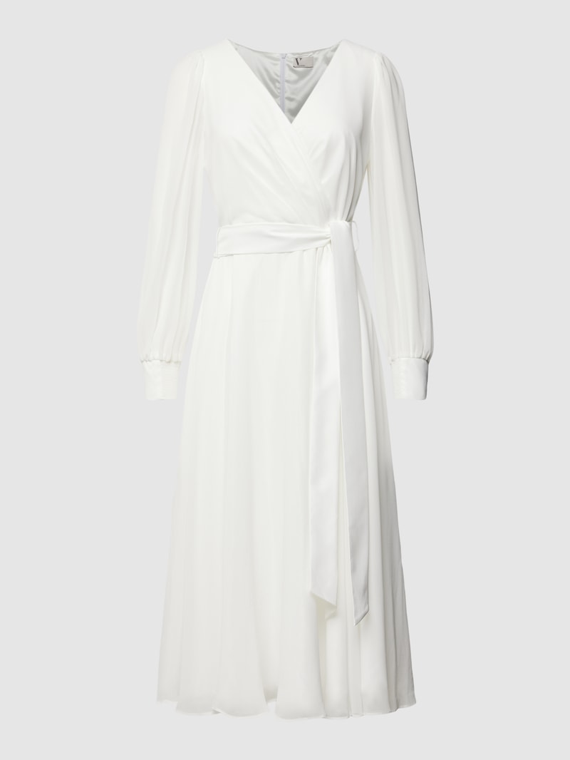 Cocktailkleid mit Bindegürtel in offwhite
