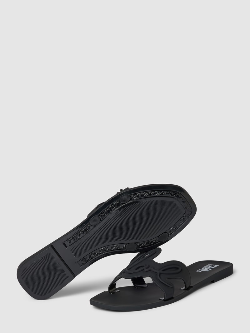 Pantoletten mit Label-Detail Modell 'JELLY' in schwarz