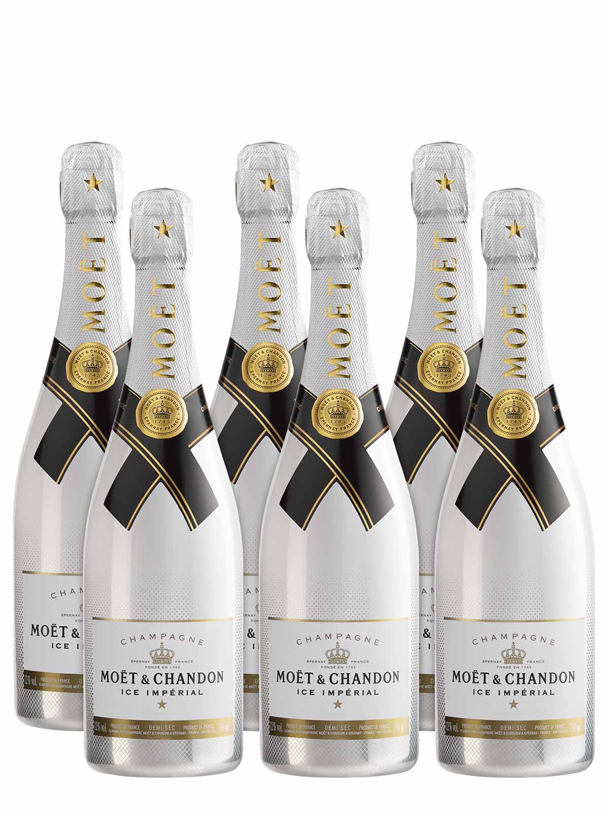 Moët & Chandon Ice Impérial Party Set - Geschenkset mit 6 Flaschen 750 ml und 6 Gläsern