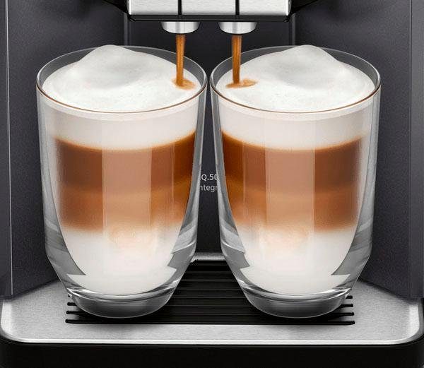 SIEMENS Kaffeevollautomat EQ.5 500 integral TQ505D09, einfache Bedienung, integrierter Milchbehälter, 2 Tassen gleichzeitig