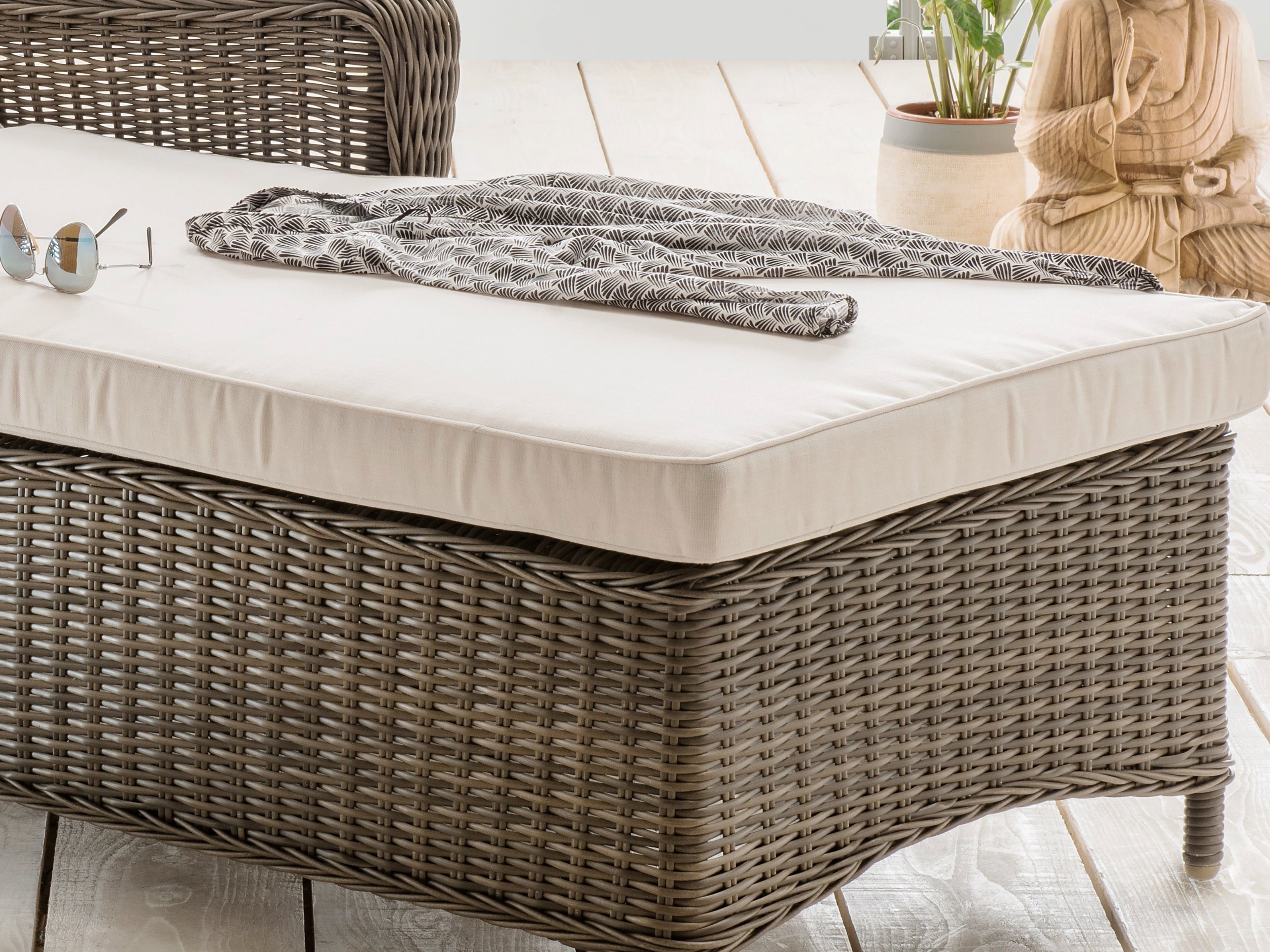Destiny Gartenliege CASA, Polyrattan mit Rollen, 5fach verstellbar, inkl. Auflage