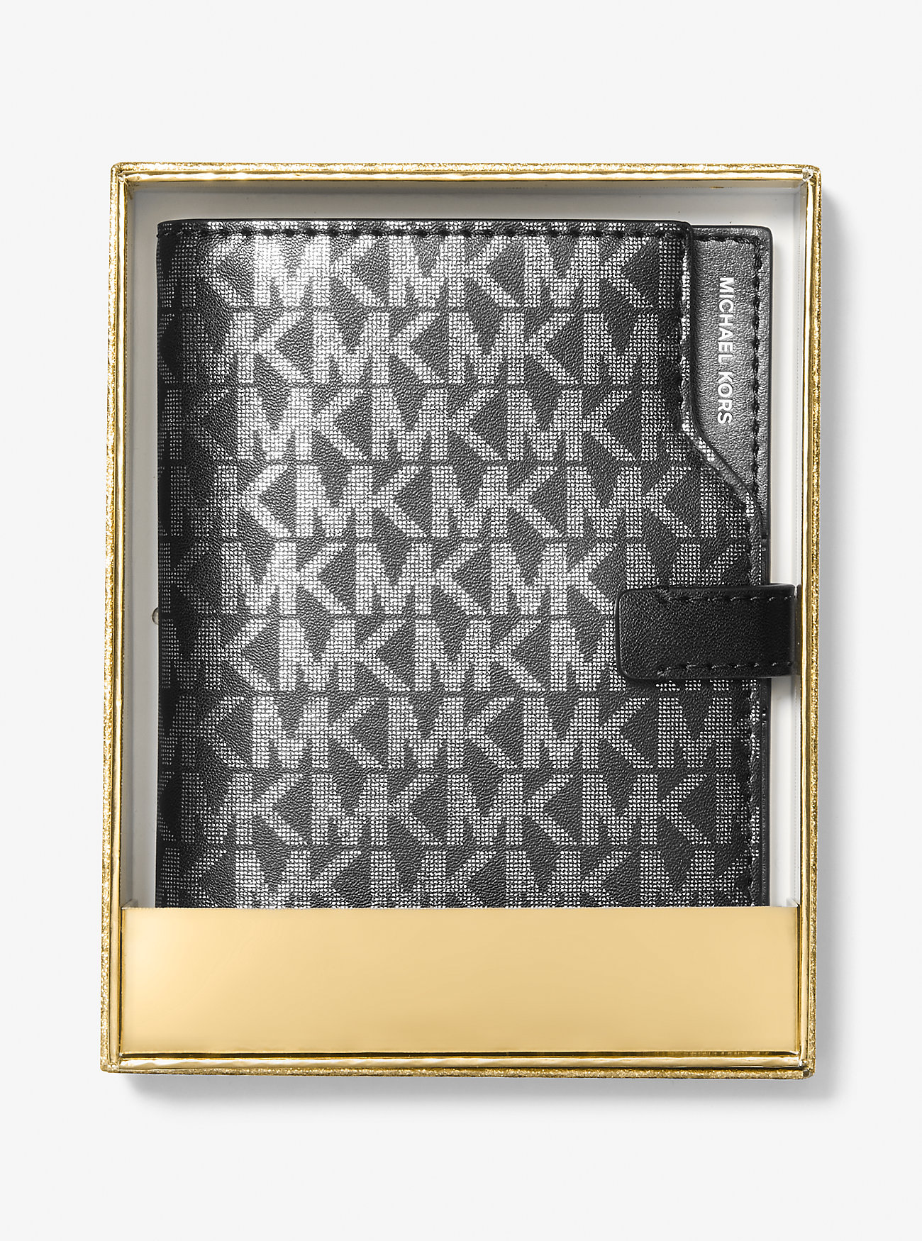 Jet Set Metallic Signature Logo Passport Lommebok - SVART