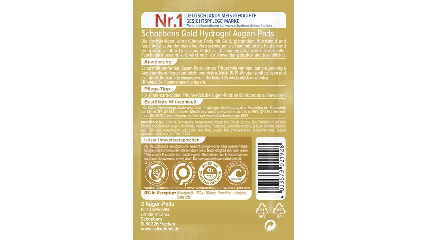 Schaebens Gold Hydrogel Augenpads