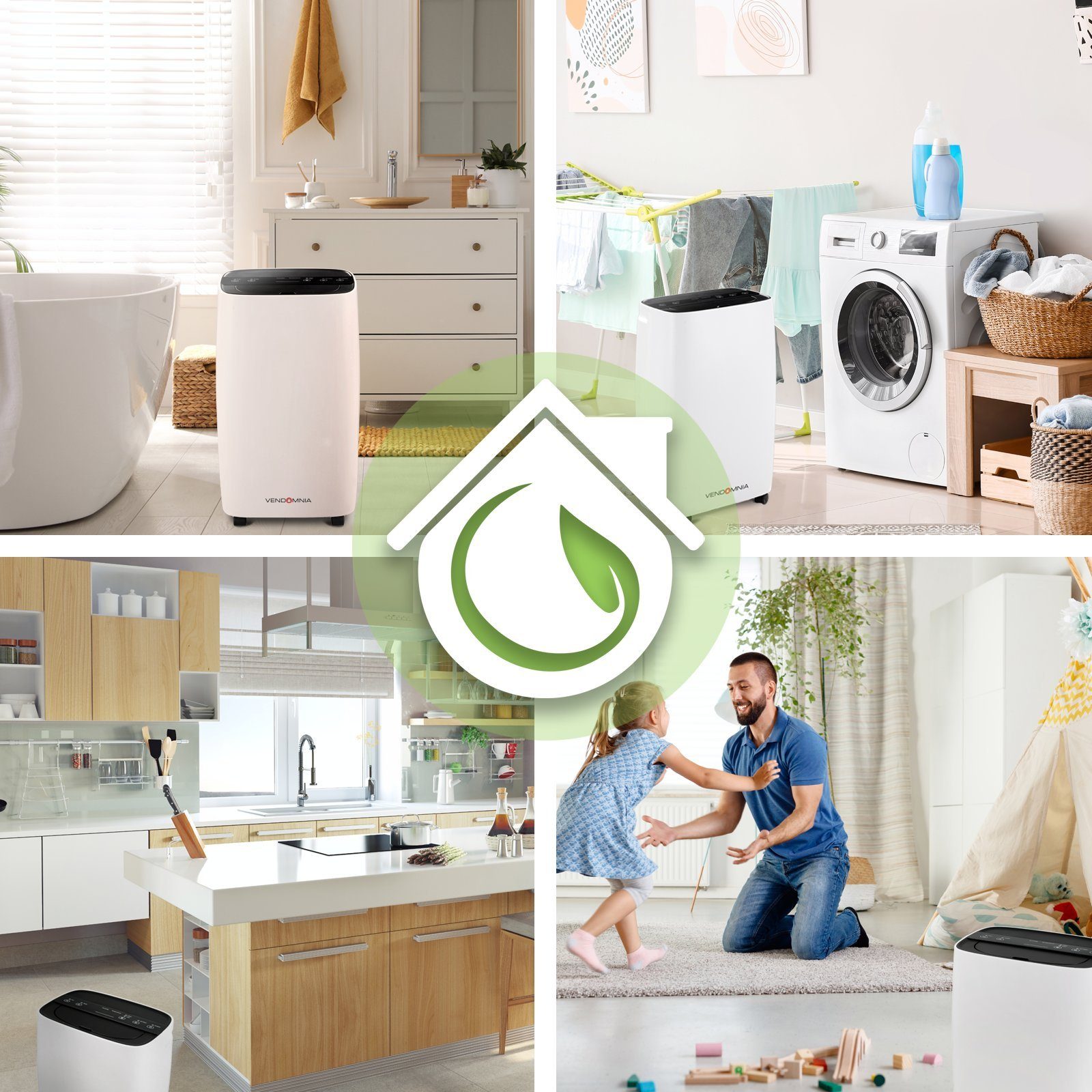VENDOMNIA Luftreiniger Luftentfeuchter - 10/12 L / Tag, für 18 m² Räume, elektrisch, Digitalanzeige, Raumentfeuchter, Entfeuchtungsgerät