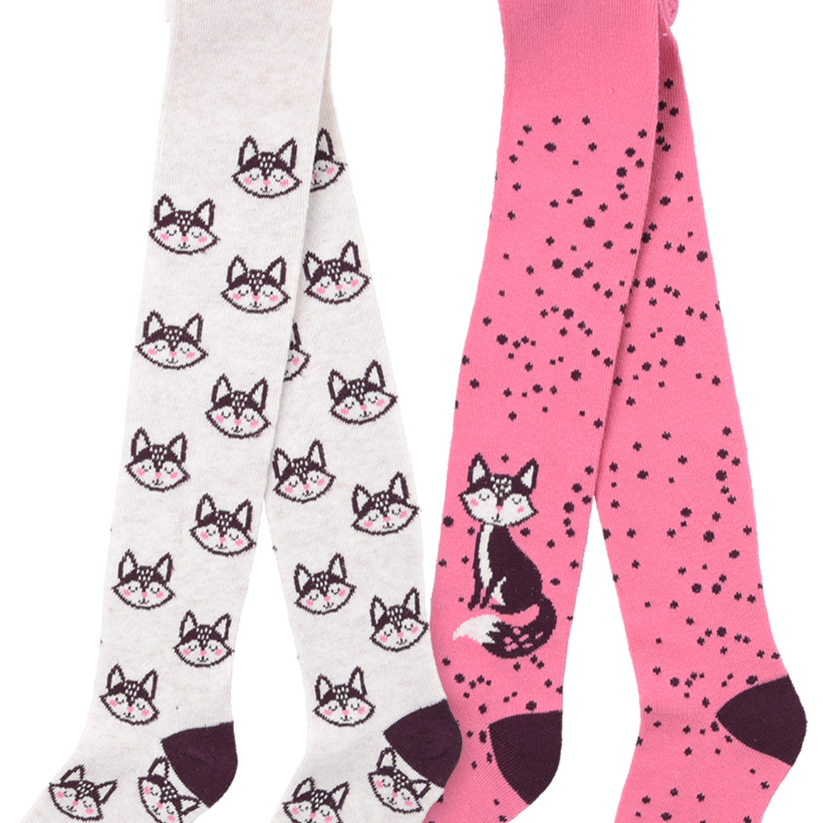 2 Mädchen Strumpfhosen mit Fuchs-Motiven
