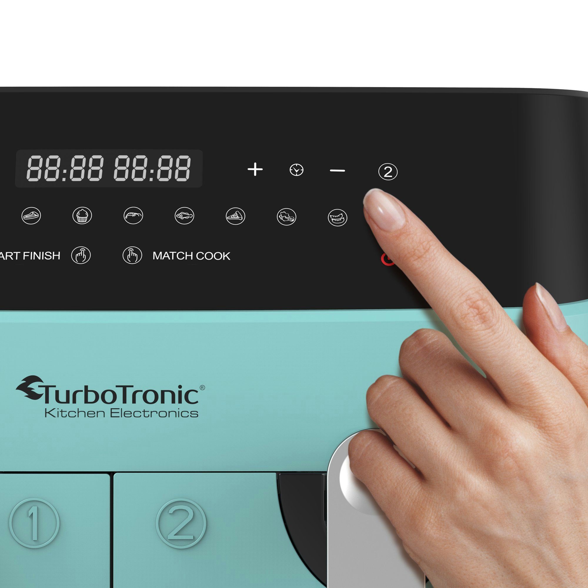 TurboTronic by Z-Line Heißluftfritteuse XXL Doppelkammer 2x 4,5 Liter, 50°C - 200°C, Power, dual, Camping, 1600 W, Fritteuse ohne Fett, digitaler doppel Airfryer Fettfrei