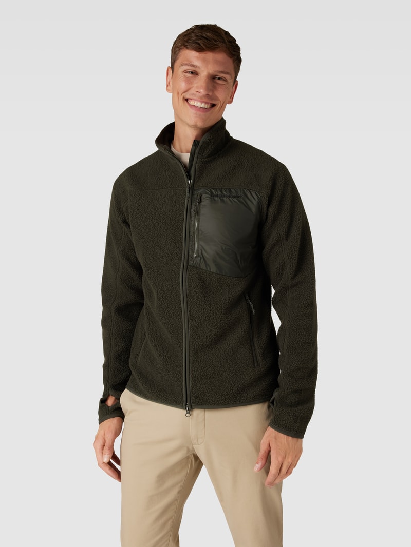 Fleecejacke mit Brusttasche Modell 'Pile' in olivgrün