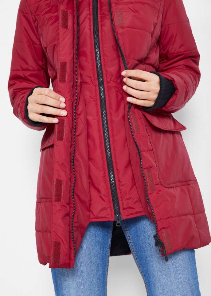 Funktions-Longjacke in 2-in-1-Optik, gesteppt