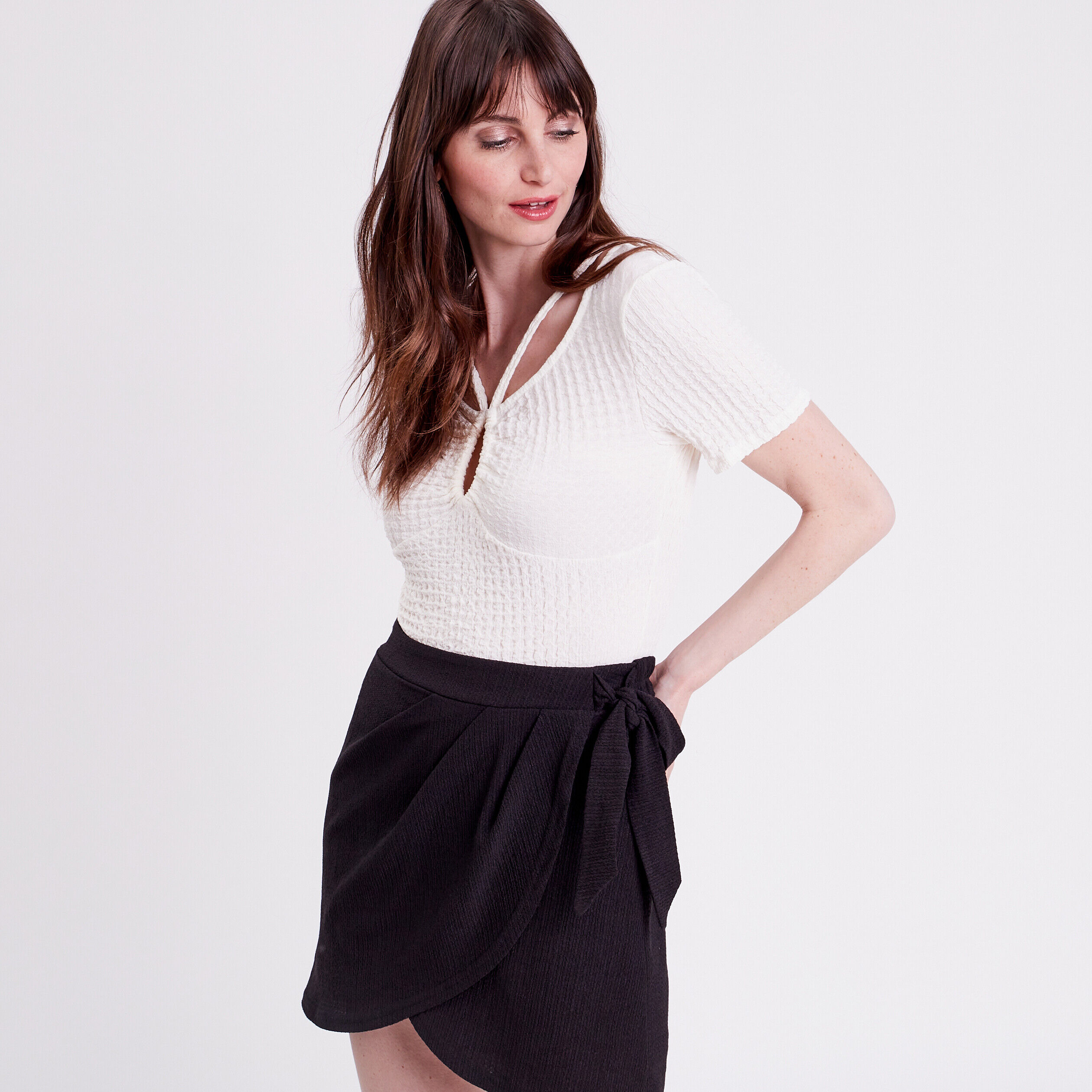 T-shirt manches courtes ecru femme | Cache Cache