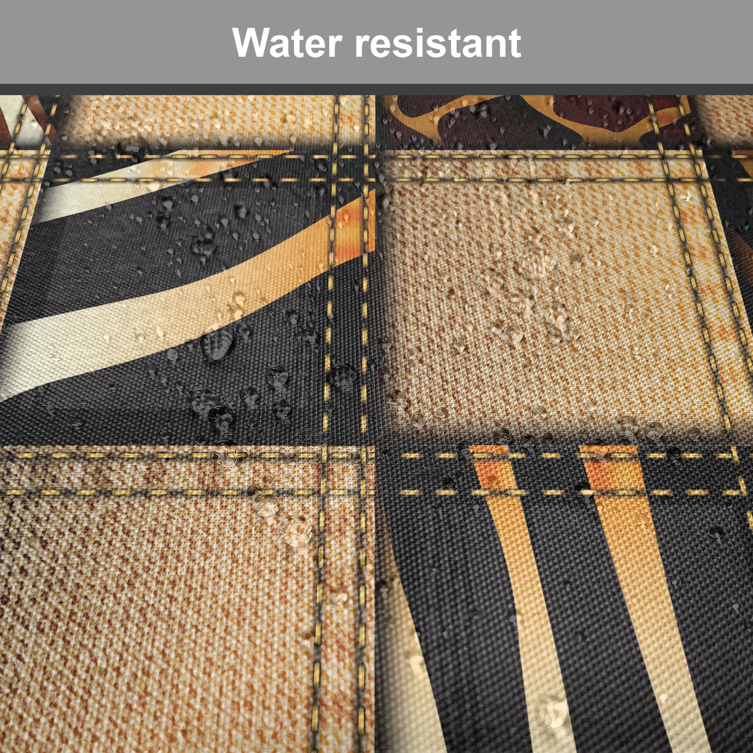 Abakuhaus Stuhlkissen Dekoratives wasserfestes Kissen mit Riemen für Küchensitze, Safari Jeans-Denim-Patchwork