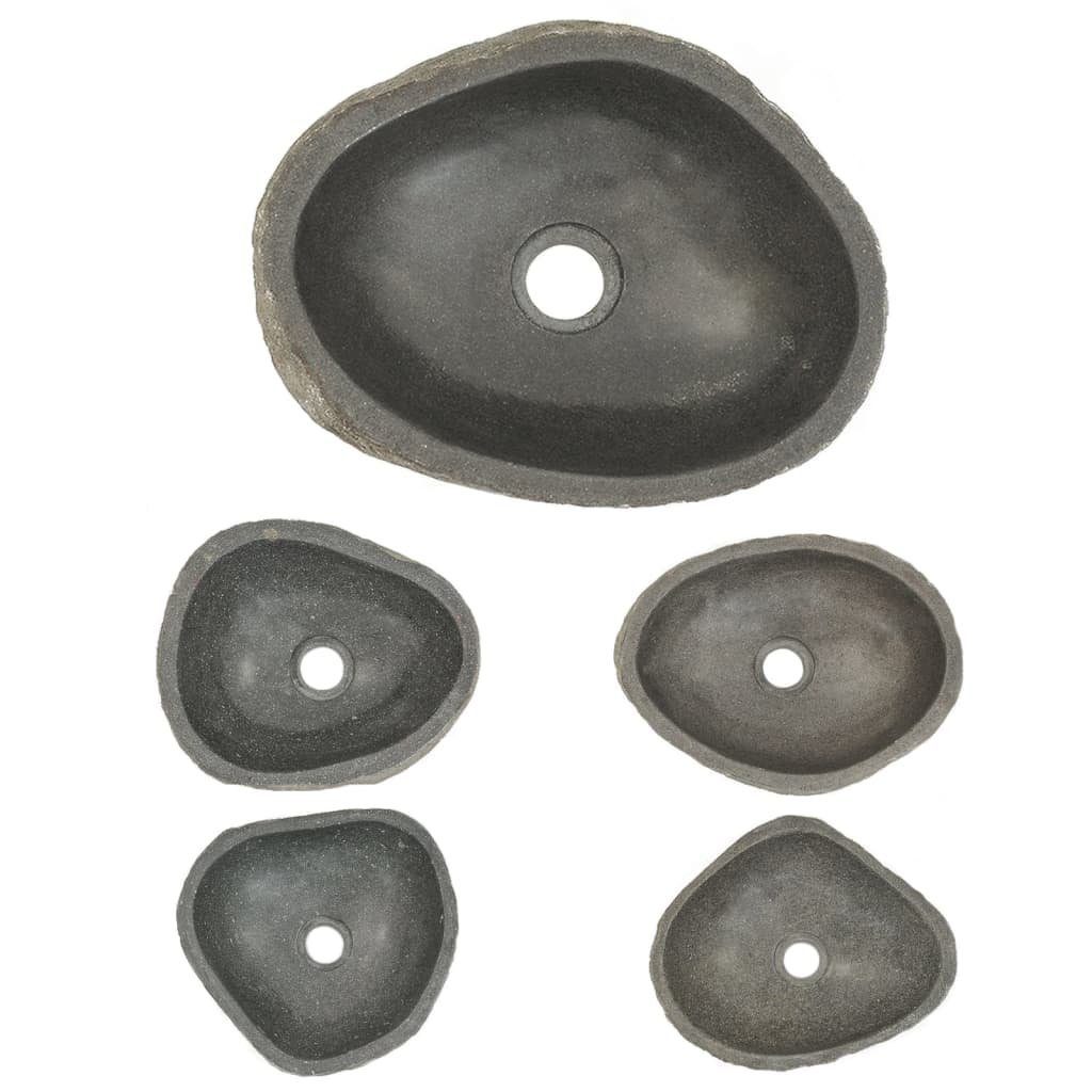 vidaXL Waschbecken Waschbecken Flussstein Oval 30 cm x 12 cm x 31 cm braun