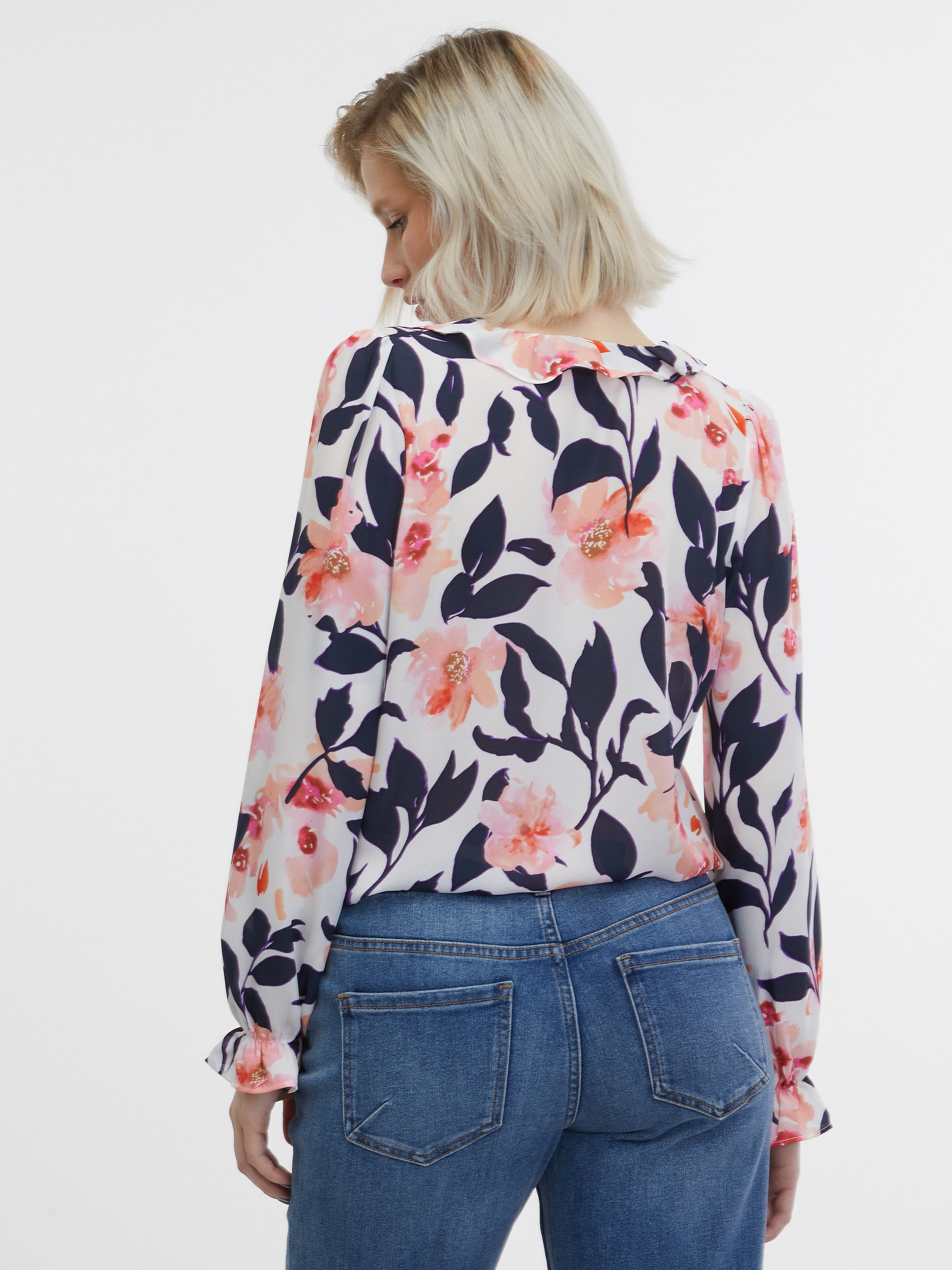 Blau-rosa Bluse mit Blumenmuster ORSAY
