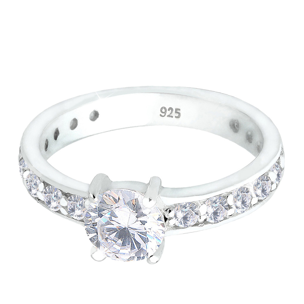 Elli Elli Bague Solitär Zirkonia 925 Sterling Silber Bague