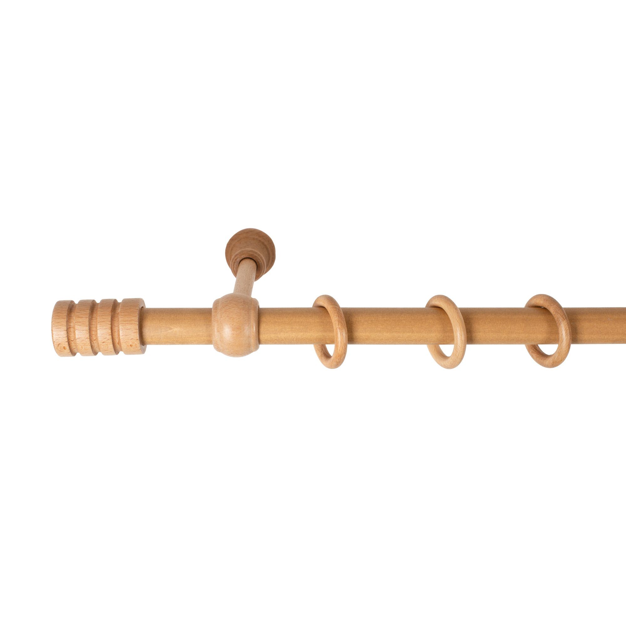 Gardinenstange Pisa, SN DECO GROUP, Ø 28 mm, 1-läufig, fixmaß, Verschraubt, Holz, Komplettset mit Ringen