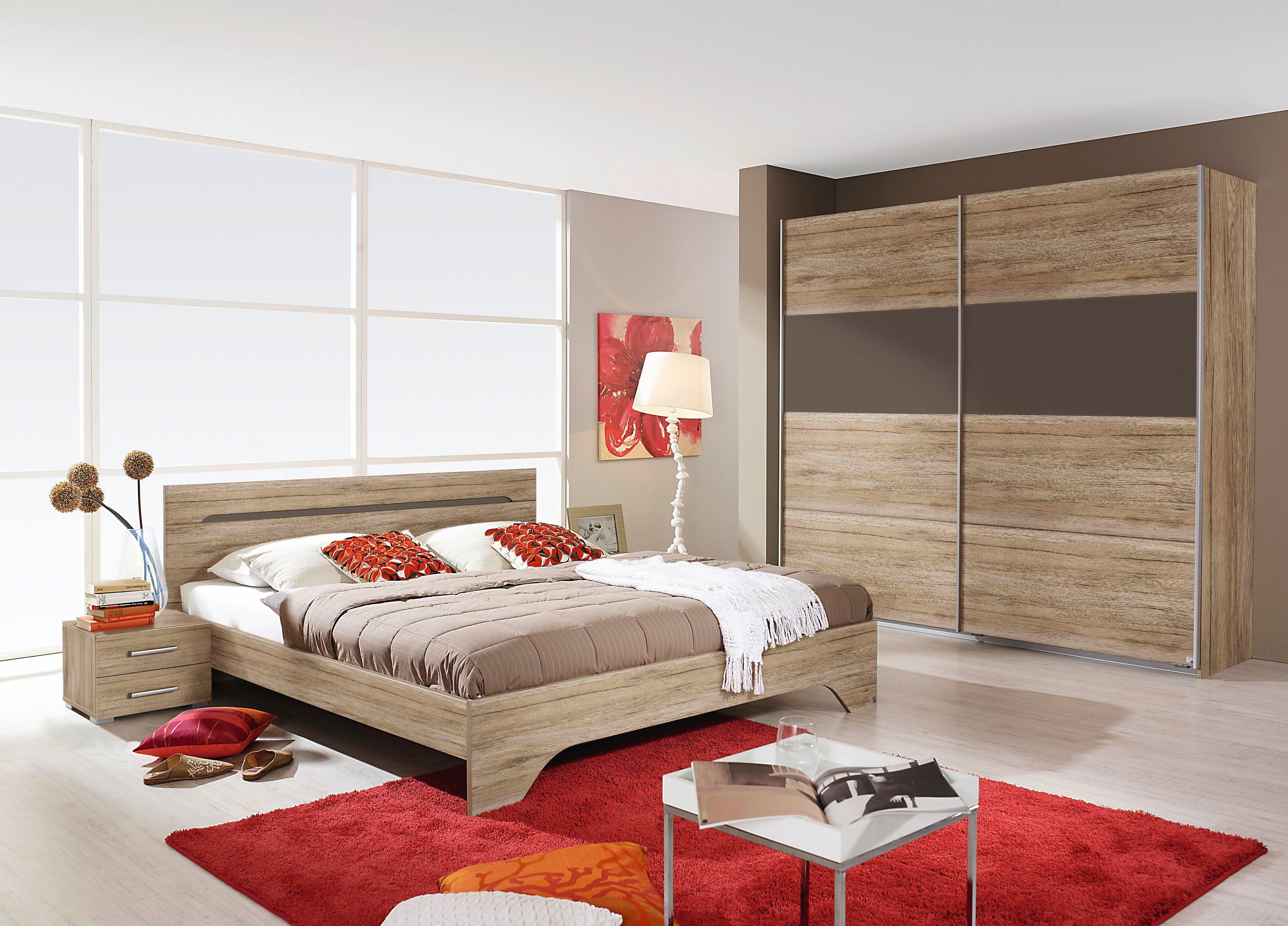 rauch Schlafzimmer-Set Rubi, (Set, 4-St), mit Schrank, Bett 180x200 cm und 2 Nachttischen