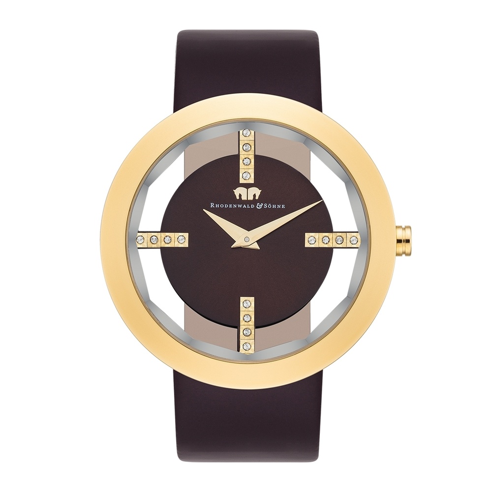 Rhodenwald & Söhne Montre à quartz Lucrezia en Cuir véritable en Brun foncé Montre
