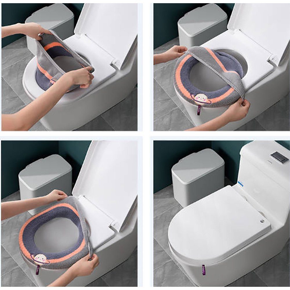 WC-Deckelbezug Weicher Toilettendeckel Deckel, Toilettensitzbezug, warmer Bezug Deliana.home, Höhe 20 mm, Wärmendes Material, Leicht abnehmbar, Passt auf die meisten Toilettensitze, Polyester-Faser, 1, Toilettensitzheizkissen, dehnbar, waschbar