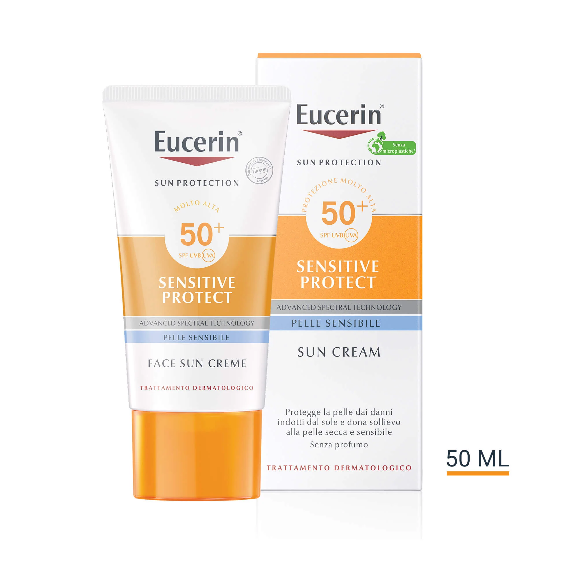 Sun Protect Sun arcápoló krém érzékeny bőrre SPF50+ - Magas védelemmel ellátott napozókrém arcra.