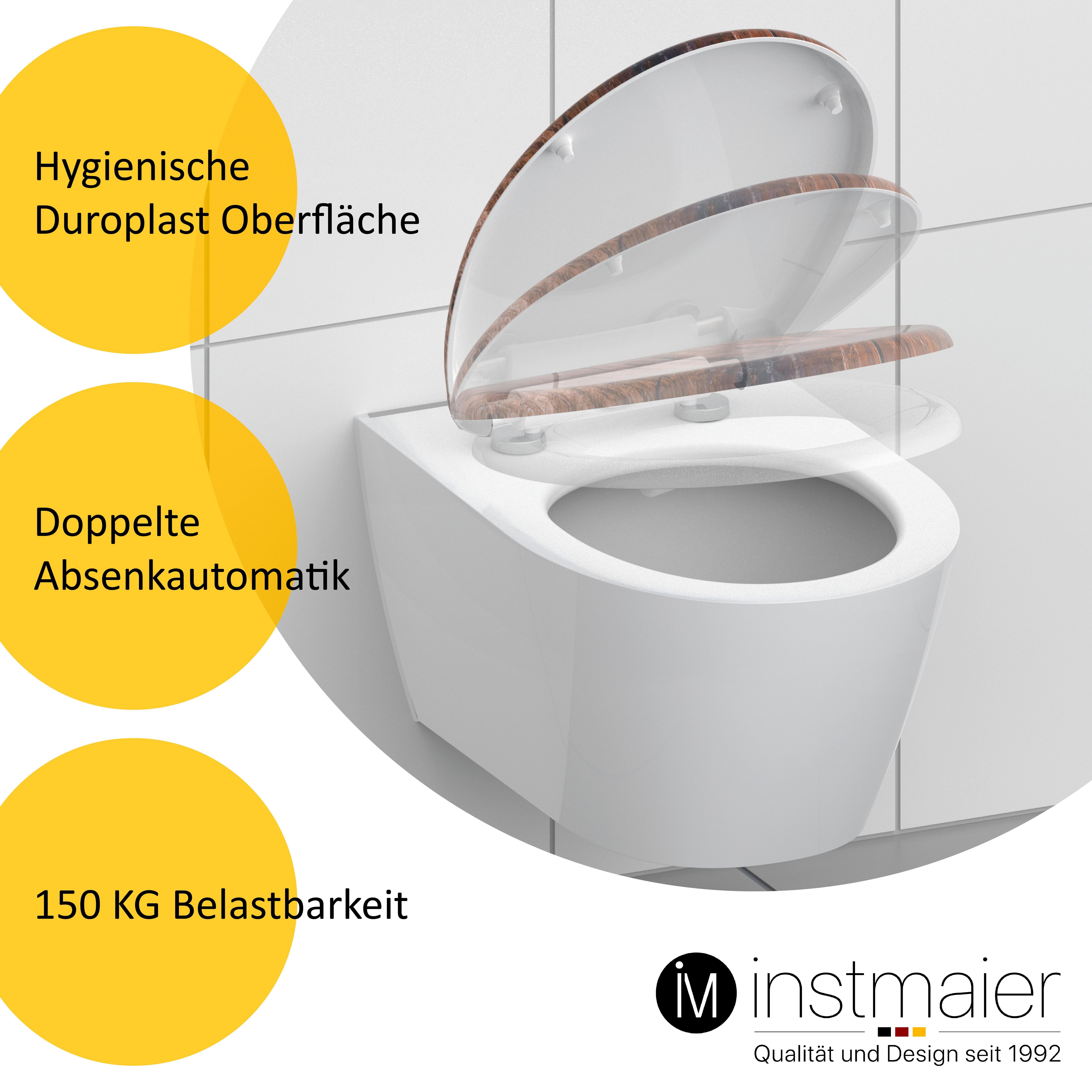 instmaier WC-Sitz Toilettendeckel mit Motiv, Vintage Holz / Braun, Hochwertiger Duroplast Sitz mit Absenkautomatik