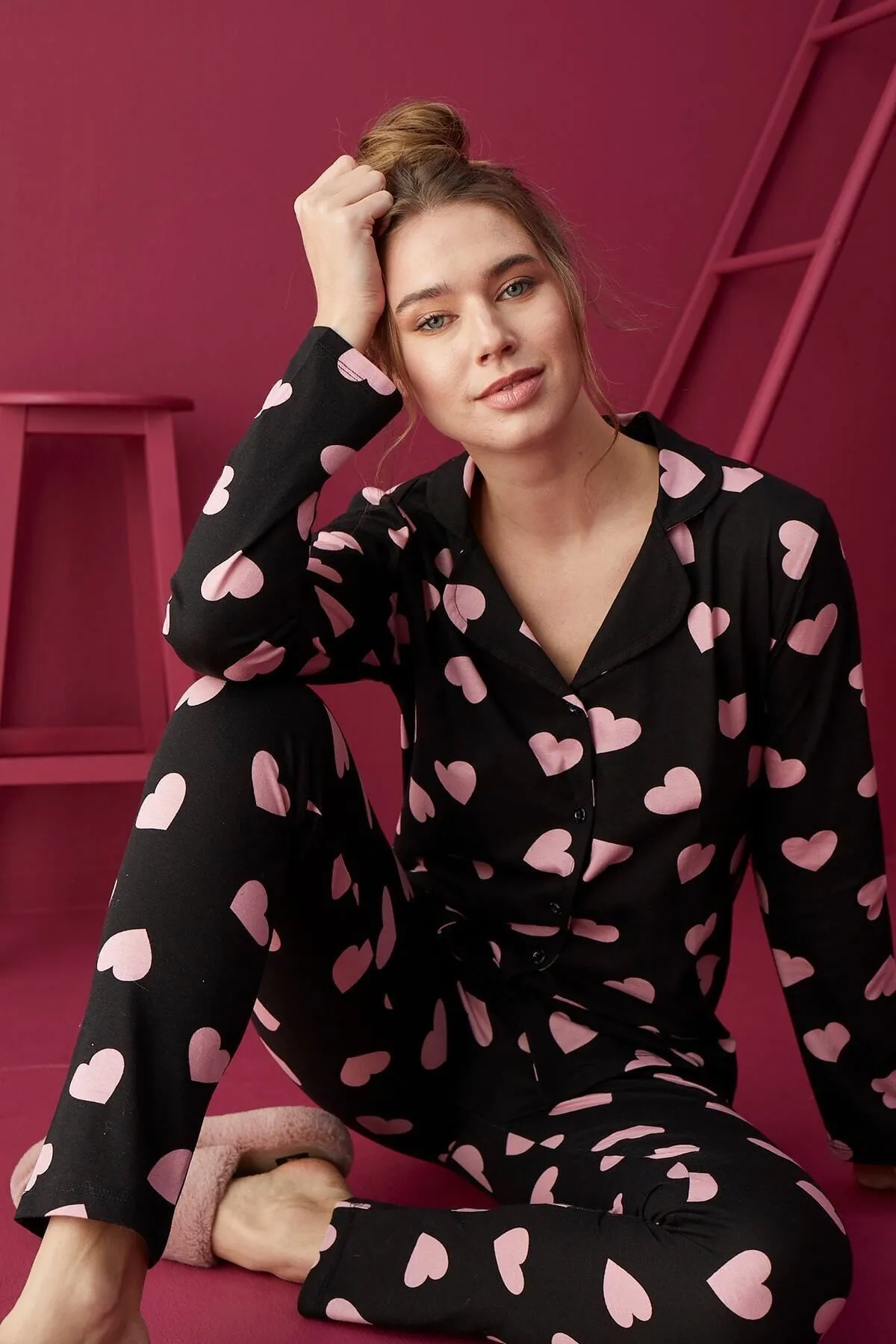 STRAWBERRY  Pyjama-Set aus Baumwolle mit Knöpfen