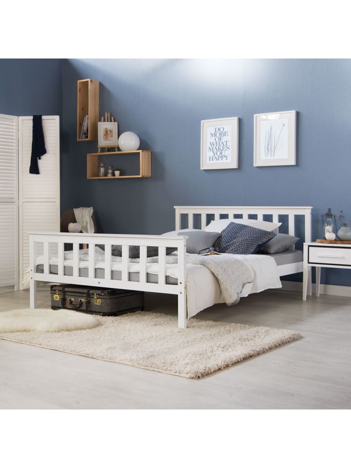 Homestyle4u Holzbett 140x200 in Weiß günstig kaufen 140 x 200 cm