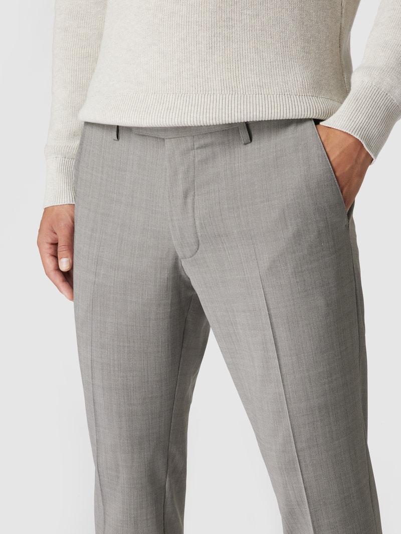 Slim Fit Anzughose mit Bügelfalten Modell 'Monopoli' in hellgrau