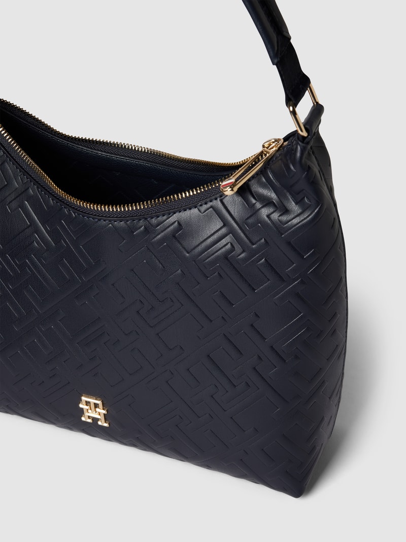 Handtasche mit Allover-Logo in marineblau