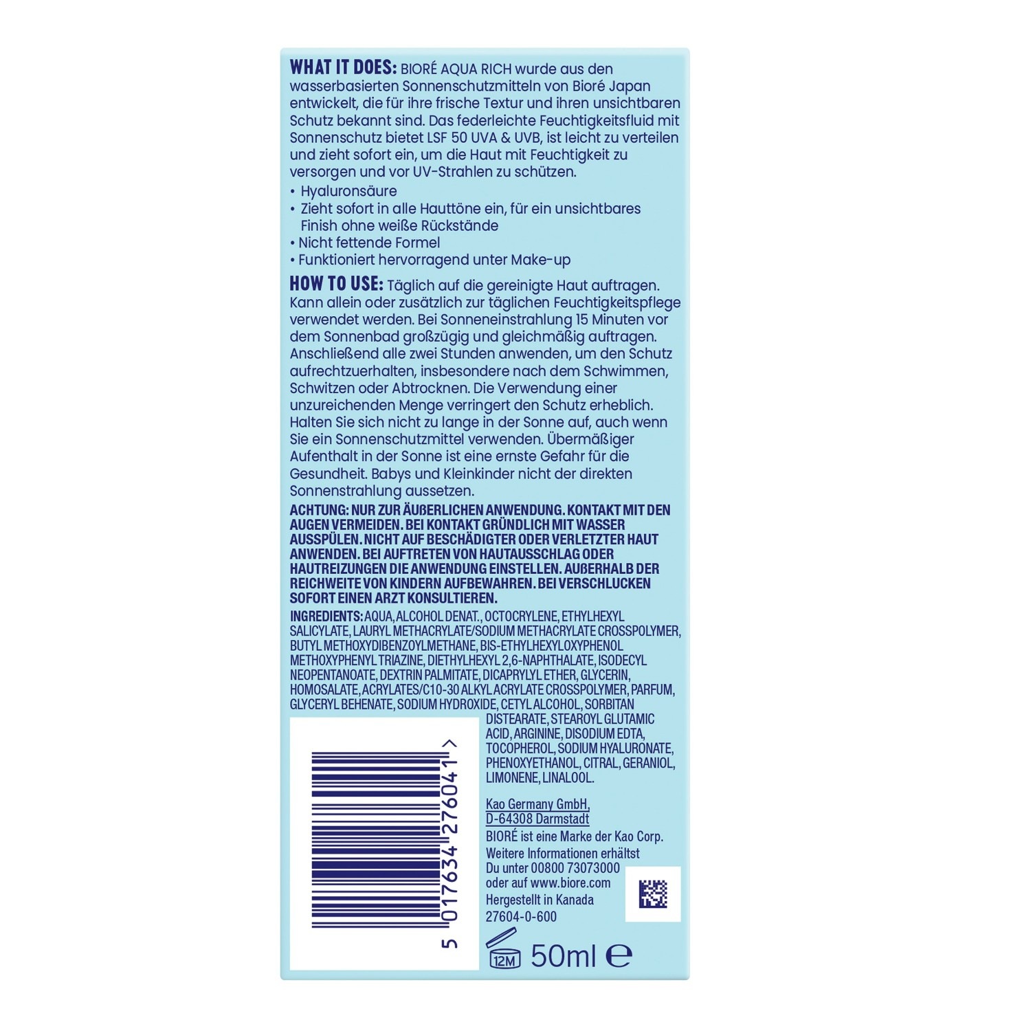 Aqua Rich UV Leichtes Feuchtigkeitsfluid LSF50
