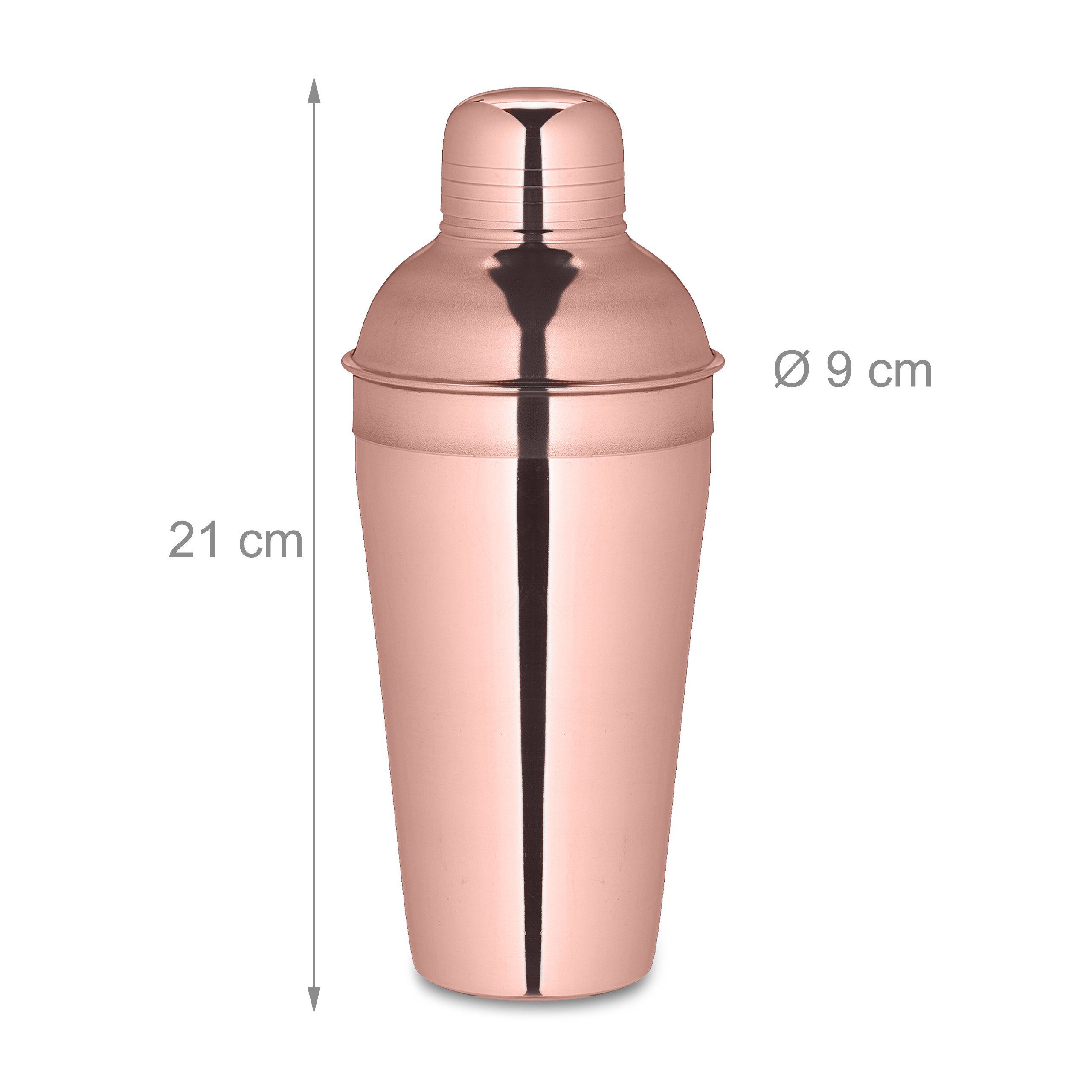relaxdays Cocktail Shaker 5-teiliges Cocktail Shaker Set, Edelstahl, Bronze