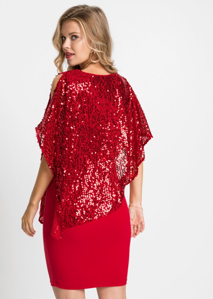 Cold-Shoulder-Kleid mit Pailletten
