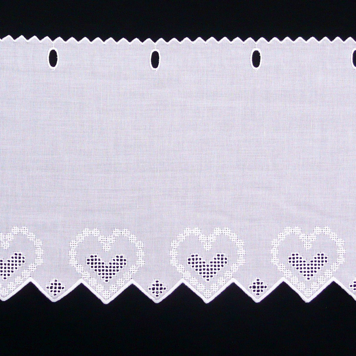 Meterware Scheibengardine Batist mit Stickerei weiß 47cm hoch, SCHÖNER LEBEN., Batist, bestickt