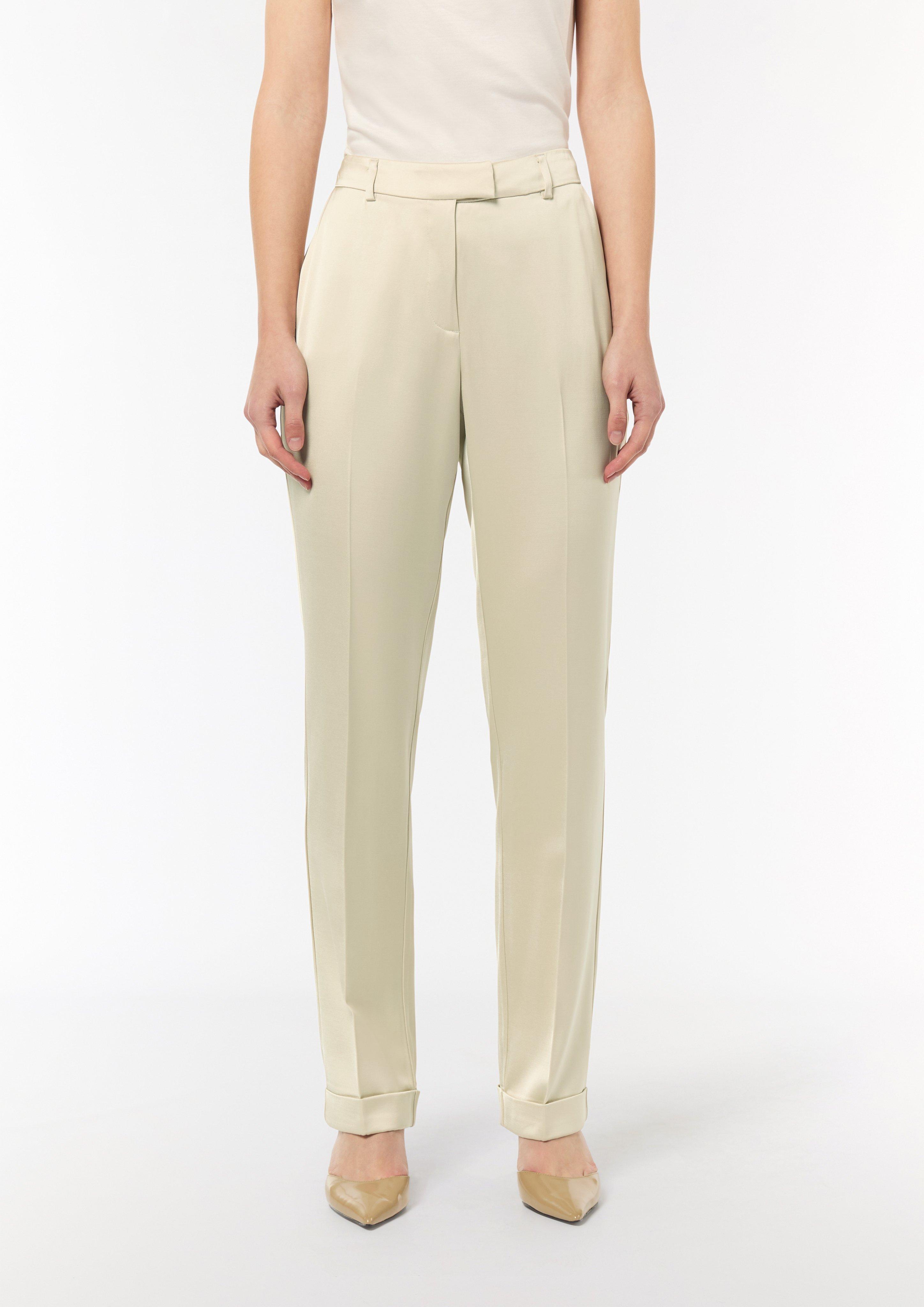 Regular: Satinhose mit geradem Bein - beige