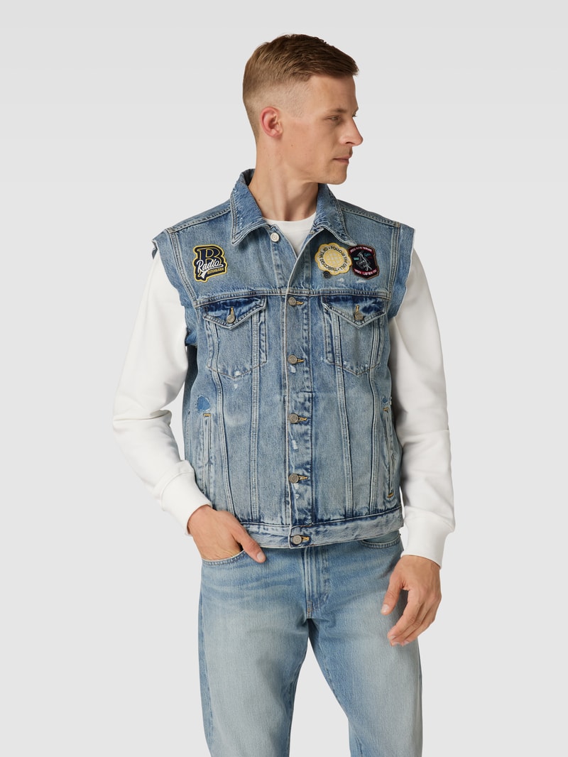 Jeansweste mit Umlegekragen Modell 'Cut off' in jeans