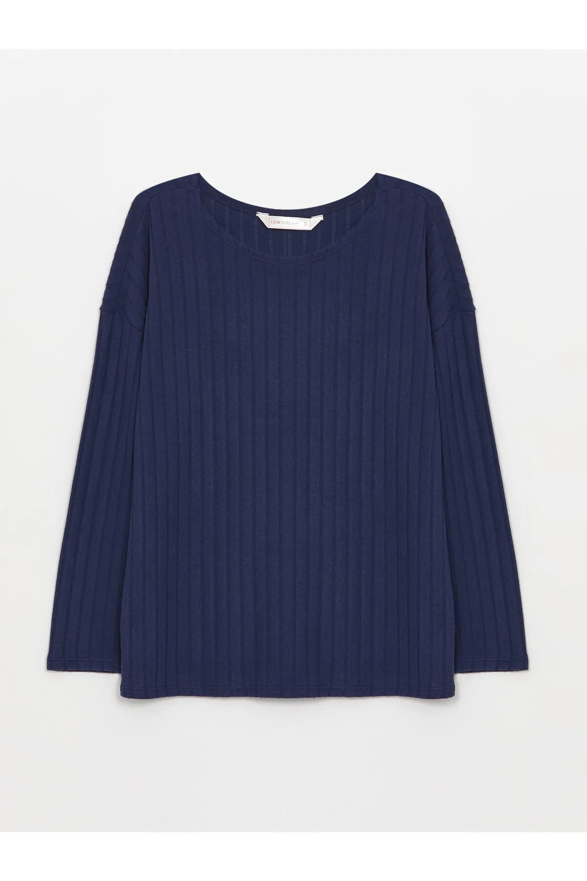 LC Waikiki  Einfarbiges, langärmliges Damen-Pyjama-Set mit Rundhalsausschnitt