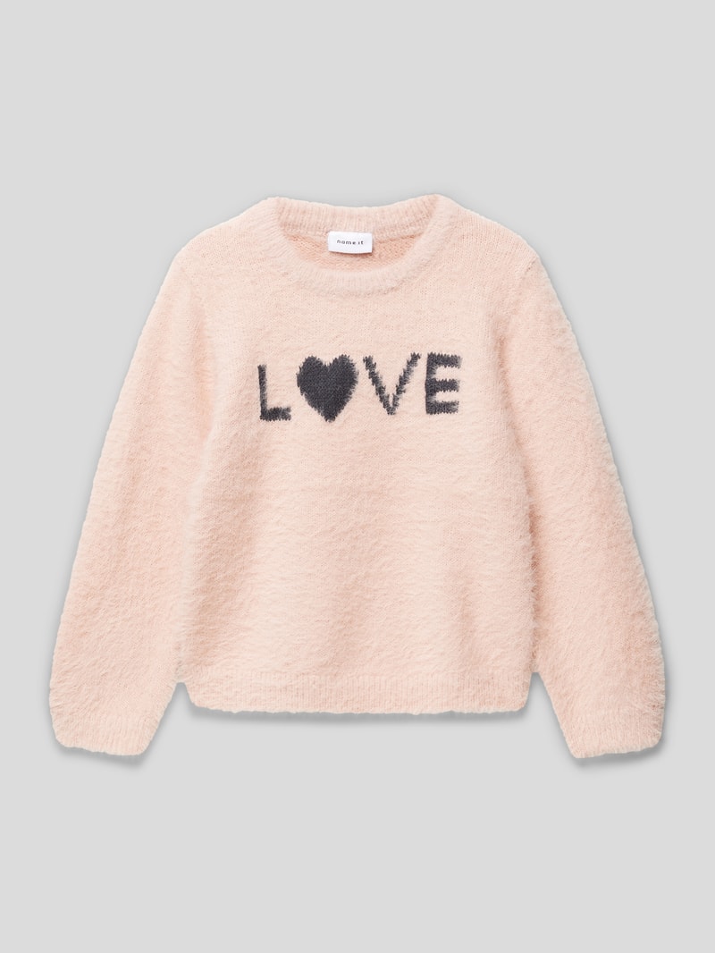 Strickpullover mit Rundhalsausschnitt in rosé