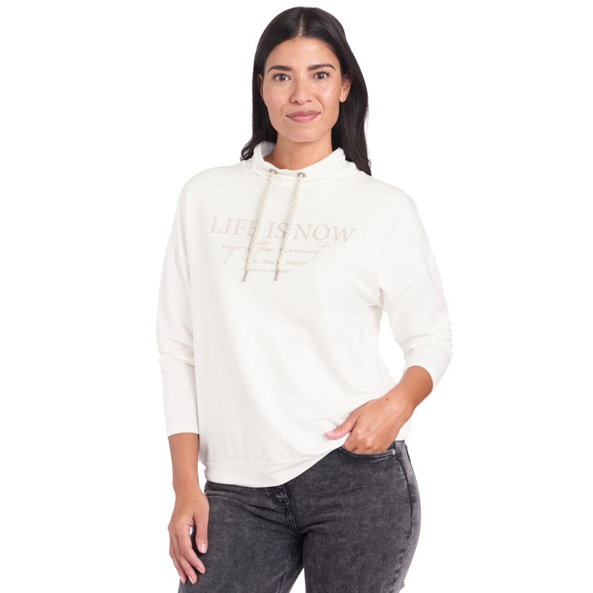 Damen Langarmshirt mit Statement-Print